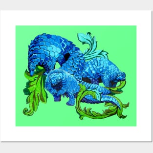 Floral Pangolin Posters and Art